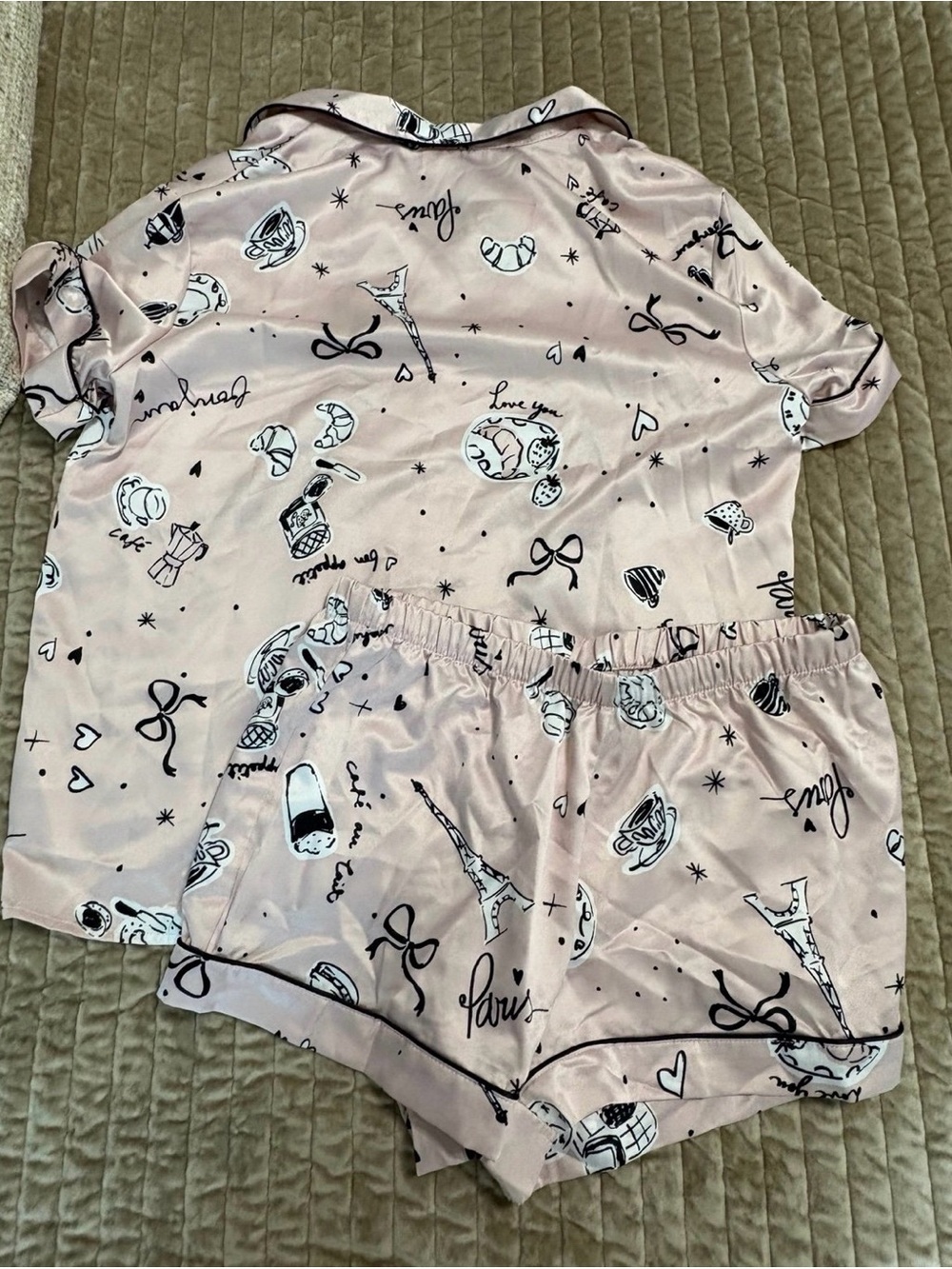 Satin Short Pajama Set - Blush Pink - Picture 5 of 5